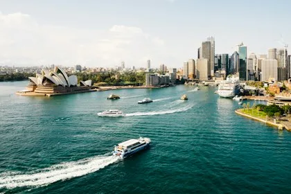Sydney Opera House beside the harbour