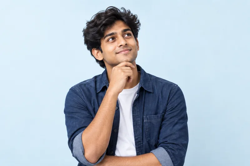 Student considering the next steps in his education